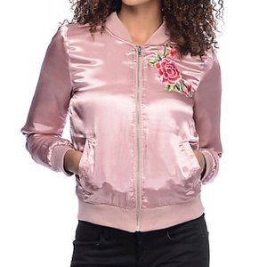 Womens Pink Satin Embroidered Jacket